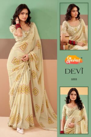 stavan devi series 1001-1010 georgette meena border saree Rehmat Boutique