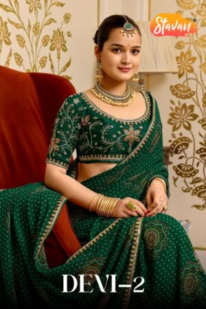 stavan devi vol 2 series 1001 to 1010 pretty georgette meena border sarees in wholesale surat Rehmat Boutique