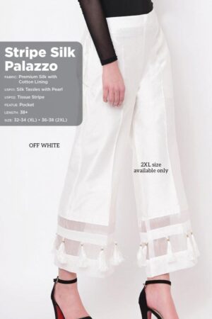 stripe silk palazzo silk with cotton lining fully stitch unique bottom Rehmat Boutique