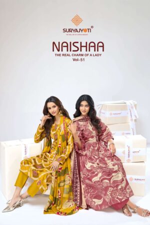 Home Rehmat Boutique Buy Ethnic Suits Online for Weddings Suryajyoti Naisha Vol-51 series 51001-51010 Jaam Satin wholesale suit Rehmat Boutique