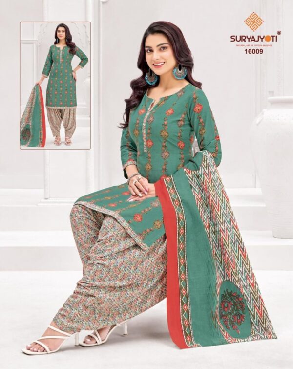 suryajyoti trendy patiyala vol 16 series 16013-16020 cotton wholesale suit Rehmat Boutique