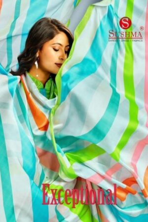 sushma exceptional series 66001A to 66008D satin digital printed saree in wholesale surat Rehmat Boutique