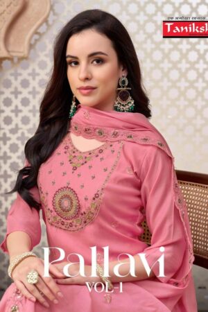 taniksh pallavi vol 1 series 1001 to 1006 mul chanderi full stitch suit in wholesale surat Rehmat Boutique