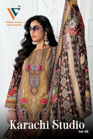 vandana‎ creation karachi studio vol 5 series 5001 to 5008 cotton pakistani salwar kameez in wholesale surat Rehmat Boutique