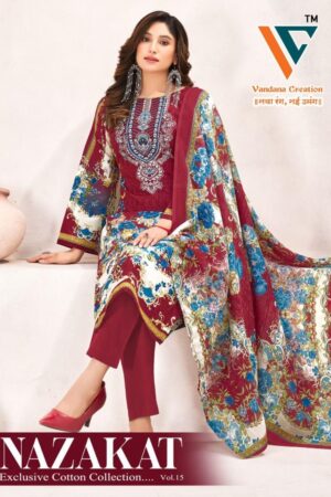 vandana‎ creation nazakat vol 15 series 1501 to 1508 cotton pretty salwar kameez in wholesale surat Rehmat Boutique