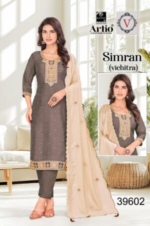 veda kapil trendz simran series 39601 to 39604 vichitra silk full stitch combo suits in wholesale surat Rehmat Boutique