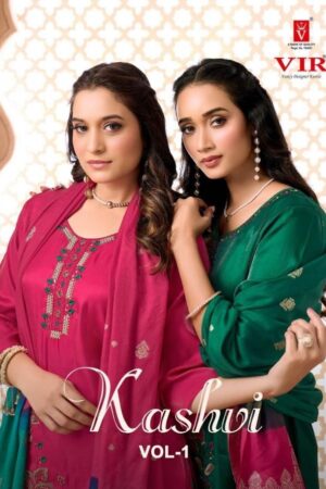 vir kashvi vol 1 series 1001 to 1008 glass roman readymade suit in wholesale surat Rehmat Boutique
