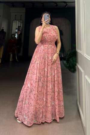 ynf5200 weightless modern floral print long readymade dress Rehmat Boutique