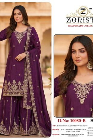 zorista 10080 A to D chinon silk fully stitch pakistani plazzo suits in wholesale surat Rehmat Boutique