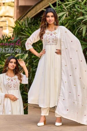 aanchi payal vol 01-06 mul chanderi anarkali readymade suit in surat Rehmat Boutique