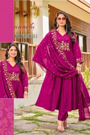 aanchi popins series 1 to 3 shimmer readymade suit in surat Rehmat Boutique