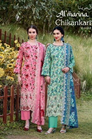 almarina chikankari vol 3 series 105001-105008 Pure Cotton Digital Prints readymade suit