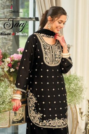 Home Rehmat Boutique Buy Ethnic Suits Online for Weddings eba lifestyle saaj black & white series 2173-2174 chinon readymade suit Rehmat Boutique