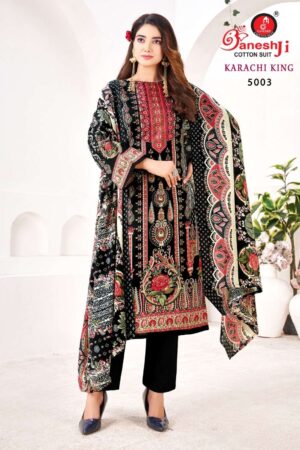 Home Rehmat Boutique Buy Ethnic Suits Online for Weddings Ganeshji Karachi King Vol-5 series 5001-5008 Heavy Soft Cotton wholesale suit Rehmat Boutique