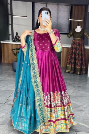 grtn6156 dola silk traditional fully stitch gown with dupatta Rehmat Boutique