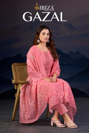 ibiza gazal series 5041-5044 linen jaquard wholesale suit in surat