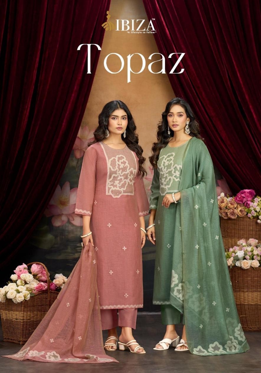 ibiza topaz series 6011-6014 linen cotton jacquard wholesale suit in surat Rehmat Boutique ibiza topaz series 6011-6014 linen cotton jacquard wholesale suit in surat Rehmat Boutique