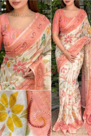 ipl pretty look cotton katha work best saree wholesaler Rehmat Boutique