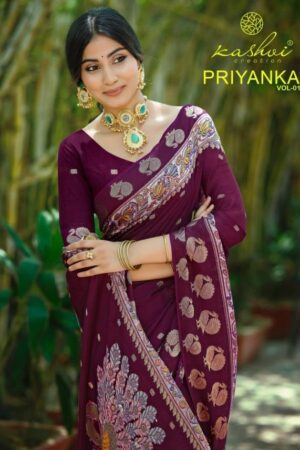 kashvi creation priyanka vol 1 series 101-108 marshmallow jacquard wholesale saree
