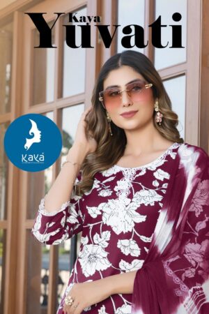 kaya yuvati series 01-06 rayon straight cut plus size readymade suit