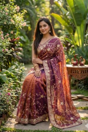 kc 2112 space silk zari embroidery work beautiful saree Rehmat Boutique