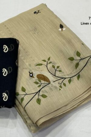 kc 712 linen beautiful printed casual wear saree kc 712 linen beautiful printed casual wear saree