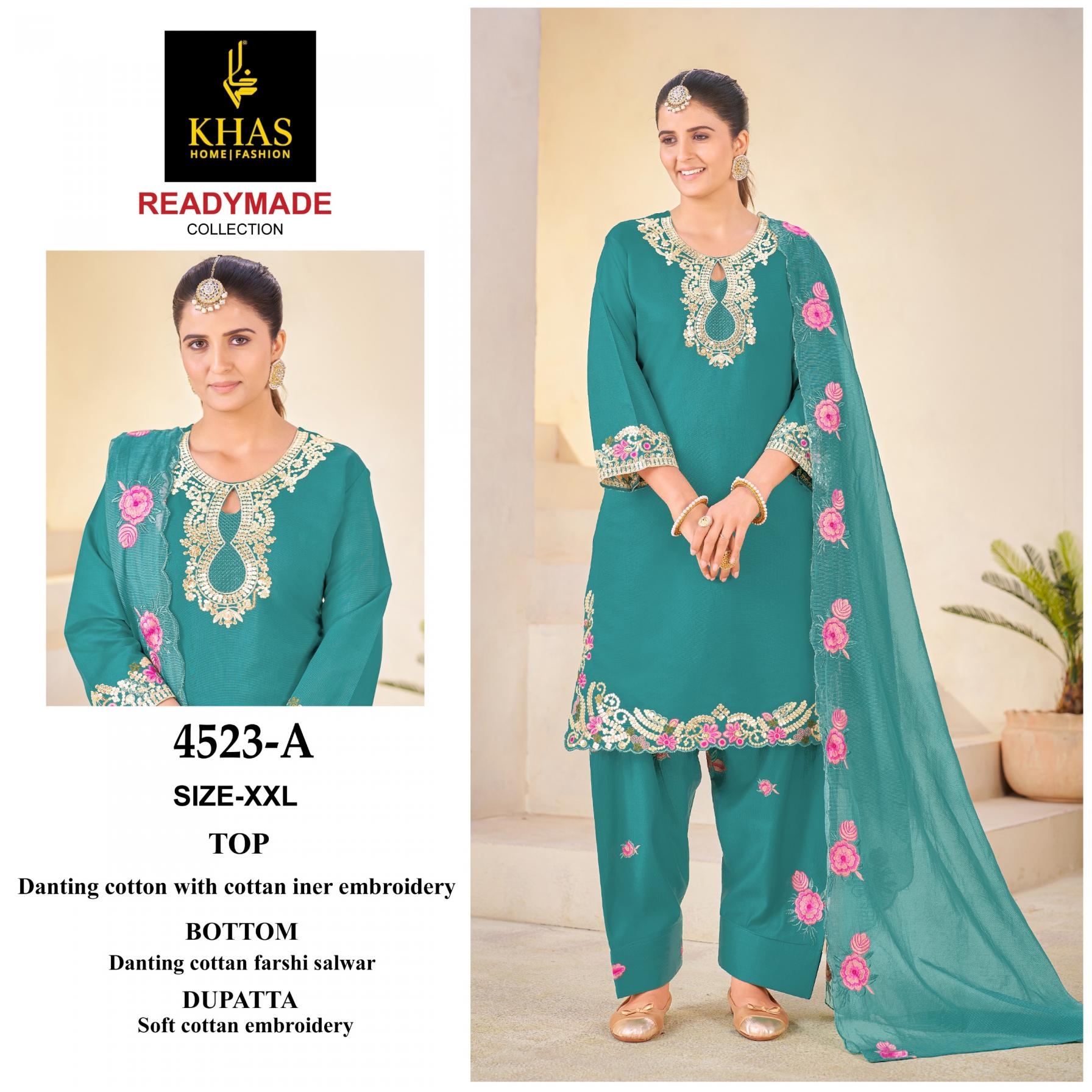 khas 4523 Danting cotton embroidery pakistani suit in surat Rehmat Boutique khas 4523 Danting cotton embroidery pakistani suit in surat Rehmat Boutique