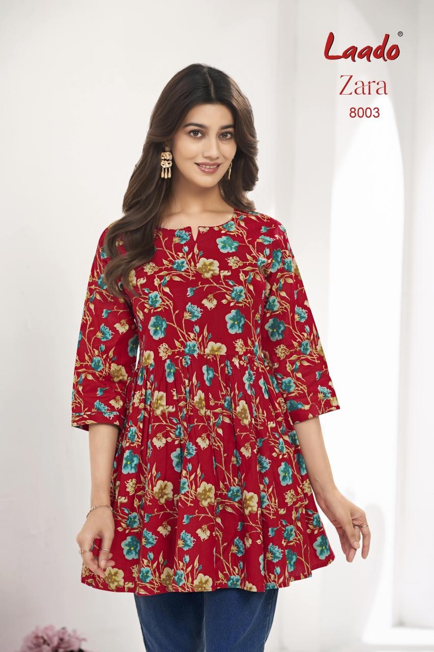 Laado Zara Vol-8 series 8001-8010 Pure Cotton Printed Tunic Flair Style Top Rehmat Boutique Laado Zara Vol-8 series 8001-8010 Pure Cotton Printed Tunic Flair Style Top Laado Zara Vol-8 series 8001-8010 Pure Cotton Printed Tunic Flair Style Top Rehmat Boutique