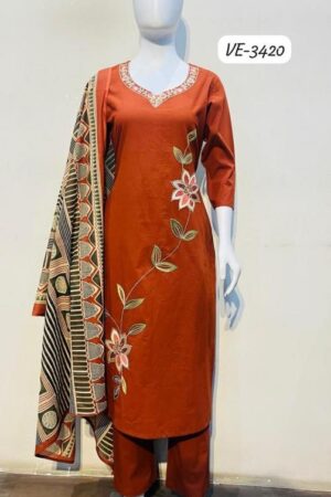 ladies flavour 3419 - 3423 mul chanderi handwork readymade combo kurti pant set Rehmat Boutique