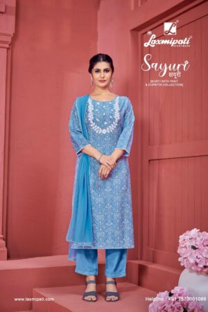Home Rehmat Boutique Buy Ethnic Suits Online for Weddings laxmipati sayuri viscose embroidered kurti pant with dupatta Rehmat Boutique