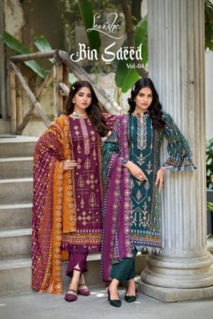 levisha bin saeed vol 4 series 1001-1006 cambric lawn cotton wholesale suit