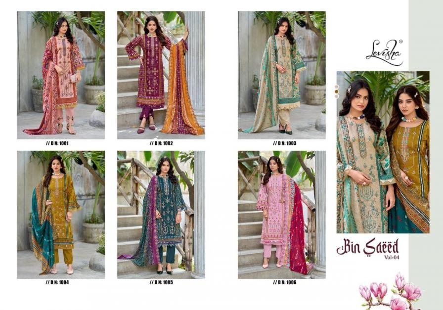 levisha bin saeed vol 4 series 1001-1006 cambric lawn cotton wholesale suit Rehmat Boutique levisha bin saeed vol 4 series 1001-1006 cambric lawn cotton wholesale suit levisha bin saeed vol 4 series 1001-1006 cambric lawn cotton wholesale suit Rehmat Boutique