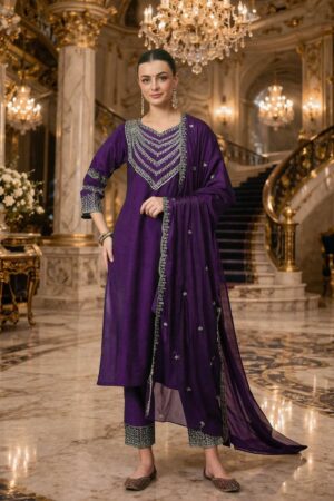 Home Rehmat Boutique Buy Ethnic Suits Online for Weddings LOTUS ROMAN SILK WITH EMBRODEIRY WORK FULLY STICHED kurta set Rehmat Boutique