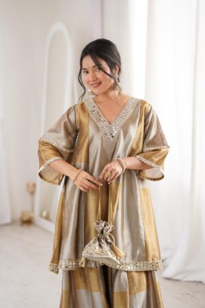 lw 9330 Two-tone tissue latest fancy readymade top bottom with batwa set Rehmat Boutique