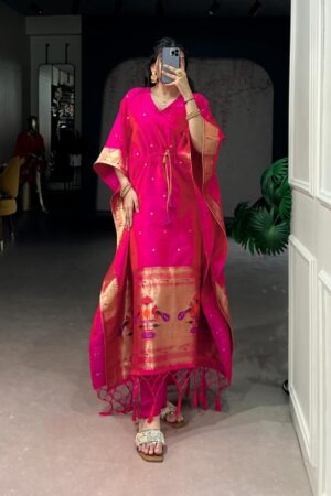 nnk3802 jacquard paithani zari weaving work readymade kaftan kurti nnk3802 jacquard paithani zari weaving work readymade kaftan kurti