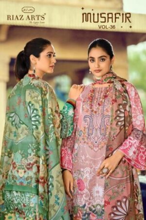 riaz arts musafir vol 36 series 1001-1006 cambric lawn wholesale pakistani suit Rehmat Boutique