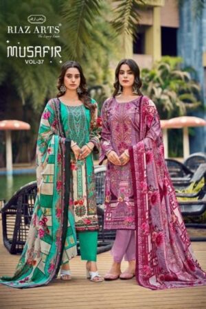 riaz artz musafir vol 37 series 1001-1006 cotton camric lawn wholesale suit Rehmat Boutique