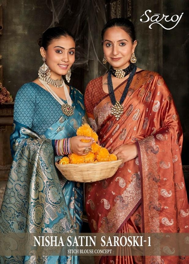 Saroj Nisha Satin saroski vol 1 series 1001-1004 Satin silk wholesale saree Rehmat Boutique Saroj Nisha Satin saroski vol 1 series 1001-1004 Satin silk wholesale saree Saroj Nisha Satin saroski vol 1 series 1001-1004 Satin silk wholesale saree Rehmat Boutique