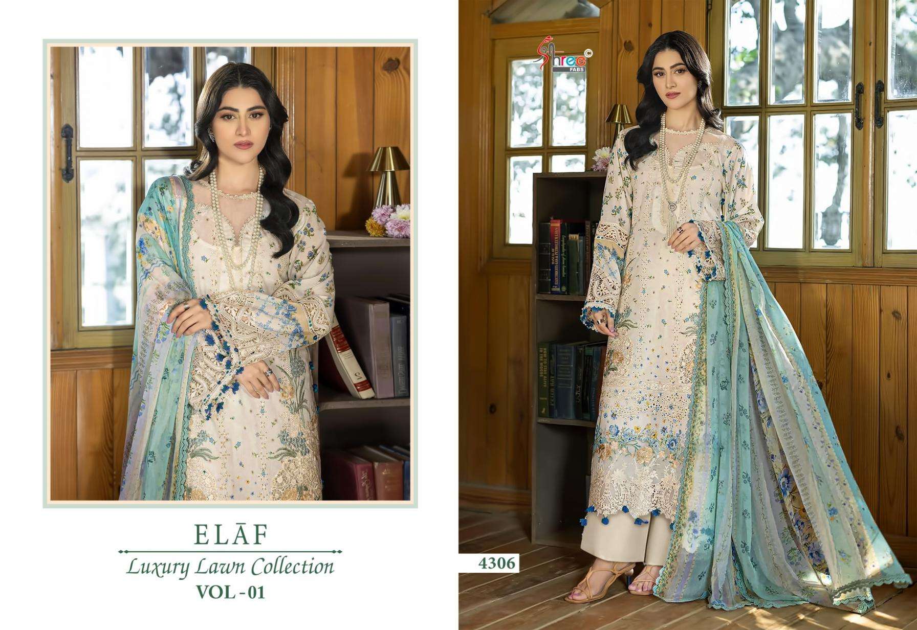 shree fabs elaf luxury lawn collection vol 1 series 4301-4308 pure cotton wholesale suit Rehmat Boutique shree fabs elaf luxury lawn collection vol 1 series 4301-4308 pure cotton wholesale suit shree fabs elaf luxury lawn collection vol 1 series 4301-4308 pure cotton wholesale suit Rehmat Boutique