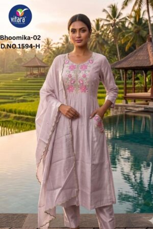 vitara fashion bhoomika vol 2 mal chanderi with embroidery & handwork readymade suit Rehmat Boutique