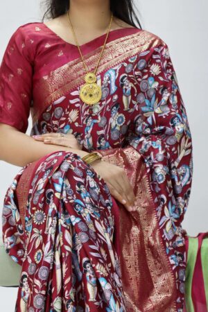 Home Rehmat Boutique Buy Ethnic Suits Online for Weddings ysc1751 dola silk elegance kalamkari saree Rehmat Boutique